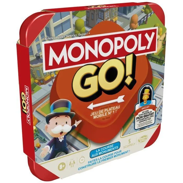 Monopoly GO!, Jeu de société, Jeu de plateau familial, Durée 15 min, Inspiré du jeu mobile, à partir de 8 ans-7