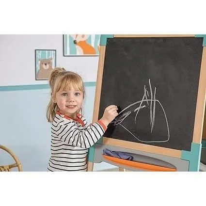 Smoby - Tableau en bois double face - Ardoise craie et Blanche magnétique - Pliable et hauteur ajustable - 80 accessoires - Dés 3ans-4