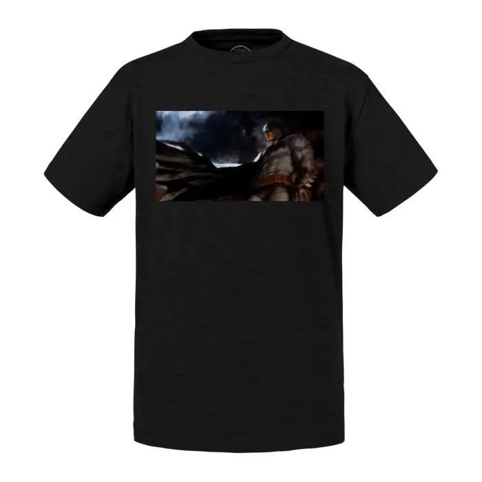 T-shirt Enfant Noir Batman Super Heros Gotham City Peinture Art-0