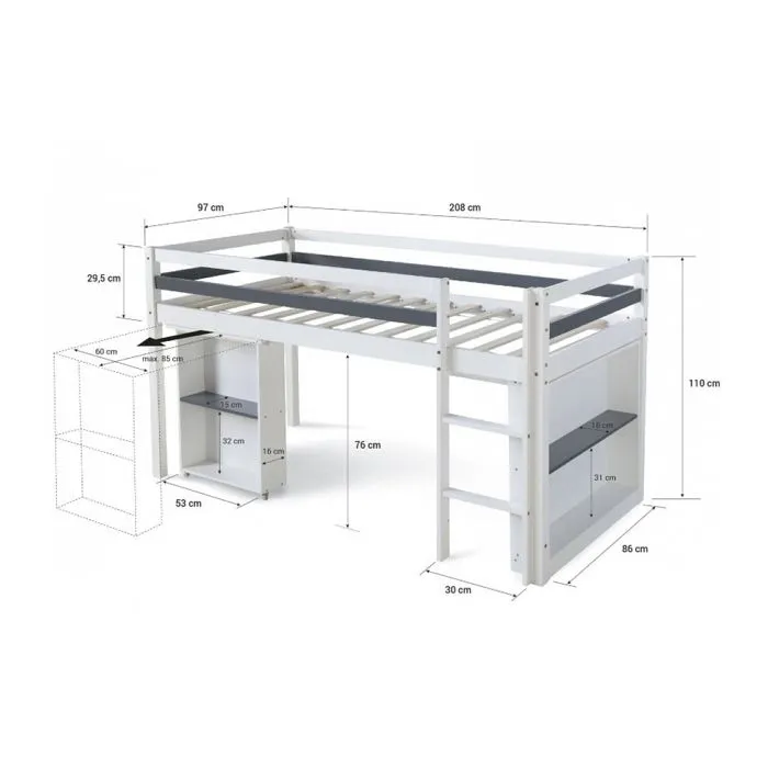 Lit Mezzanine Bois Blanc-1