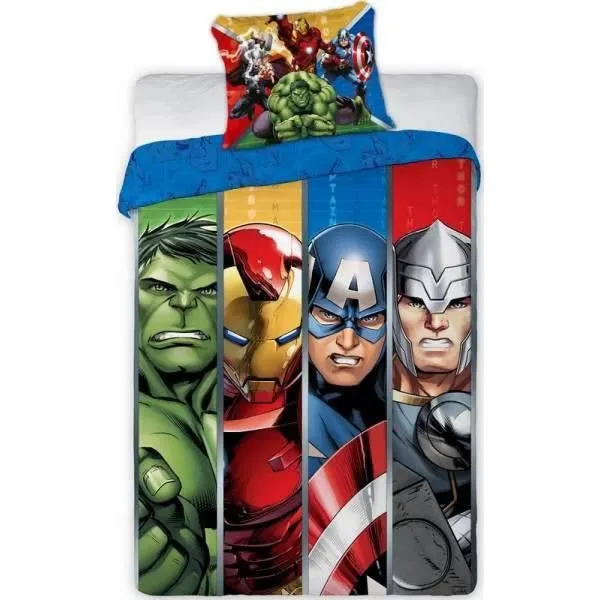 Avengers Marvel - Parure de couette 140x200 + taie d'oreiller + Drap housse 90x190 - HOMEROKK-0