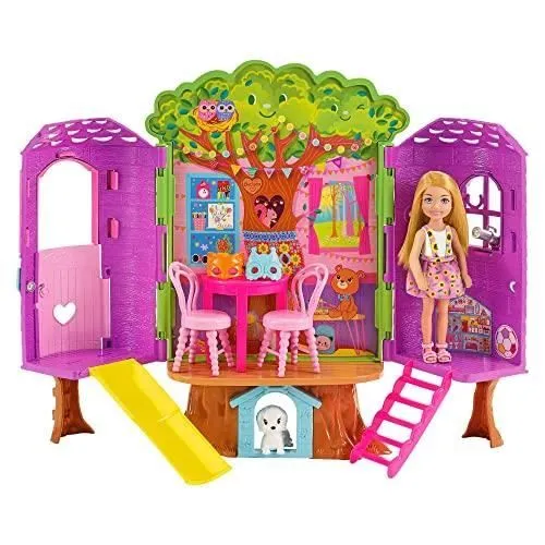 Barbie - Chelsea Cabane dans les Arbres - Coffret avec poupée et chiot - Prête à vivre d'innombrables aventures-0