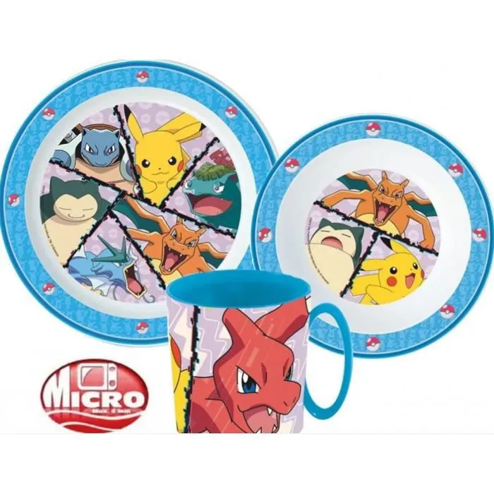 ensemble repas enfant POKEMON set 3 pièces assiette bol et mug-0