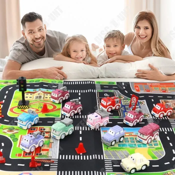 TD® Coffret de voitures jouets Ensemble de 22 pièces Stockable pour enfants Grandes Plastique Modèle de véhicule d'ingénierie-2