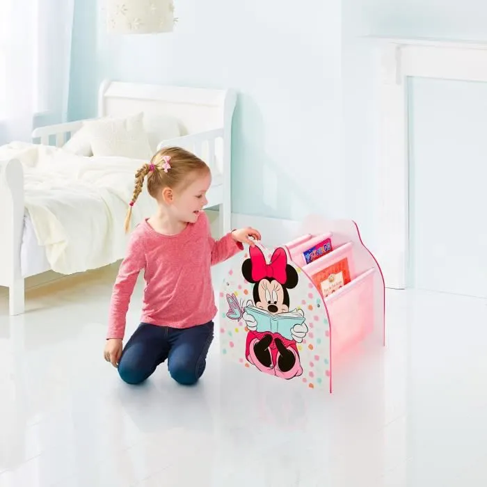 Disney Minnie Mouse - Bibliothèque à pochettes pour enfants - Rangement de livres pour chambre d’enfant-1