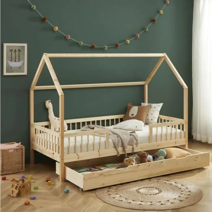 Ensemble Lit Tiroir Fantilou avec matelas enfant 90x190 Laiba Kids-1