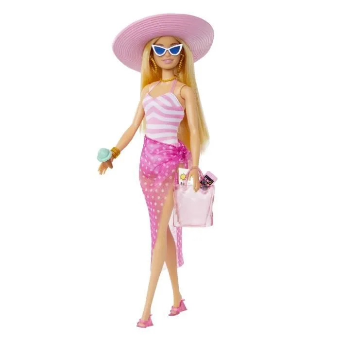 Barbie®-Barbie® Plage-Poupée blonde en maillot de bain et accessoires HPL73-1
