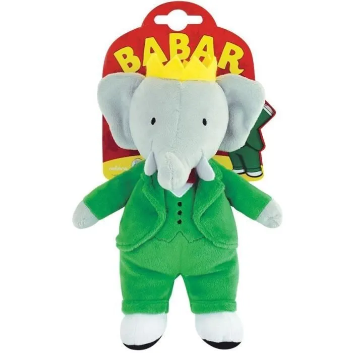 Babar Peluche Éléphant +/- 20 cm - JEMINI - Représentation parfaite du roi des éléphants.-0