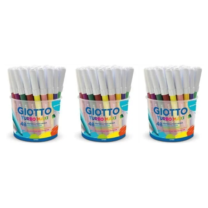 Lot de 3 Pots de 48 feutres de coloriage TURBO Maxi Pte Large Assortis-0