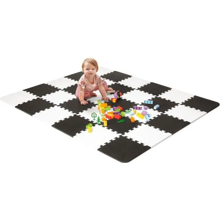 Tapis en mousse 1er âge Kinderkraft LUNO - Puzzle bébé - Noir et blanc-0