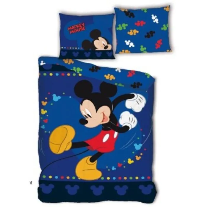 Mickey Disney - Parure de lit enfant 1 place - Housse de Couette 140x200 cm et une Taie d'oreiller 63x63 cm.-0