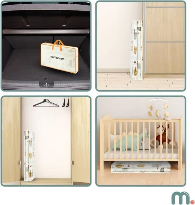 Tapis d'eveil evolutif en Mousse éveil Bébé Mamabrum 180*120 cm, Double Faces, Facile à Nettoyer, Imperméable, Pliable Sac Rangement-4