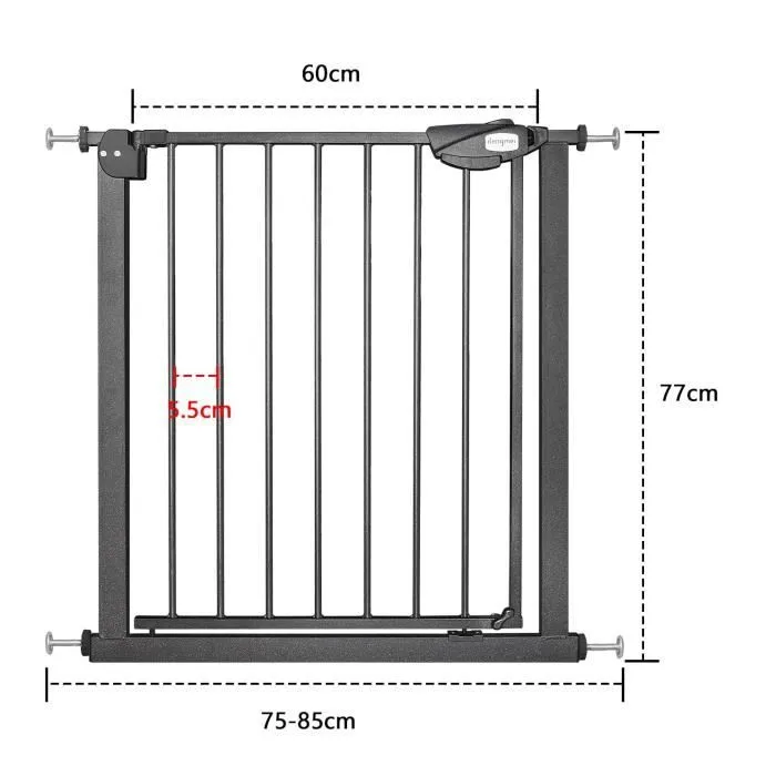 YUENFONG Barrière de sécurité pour escalier sans perçage - Largeur : 75-85 cm - Ouverture à 180° - Noir-1