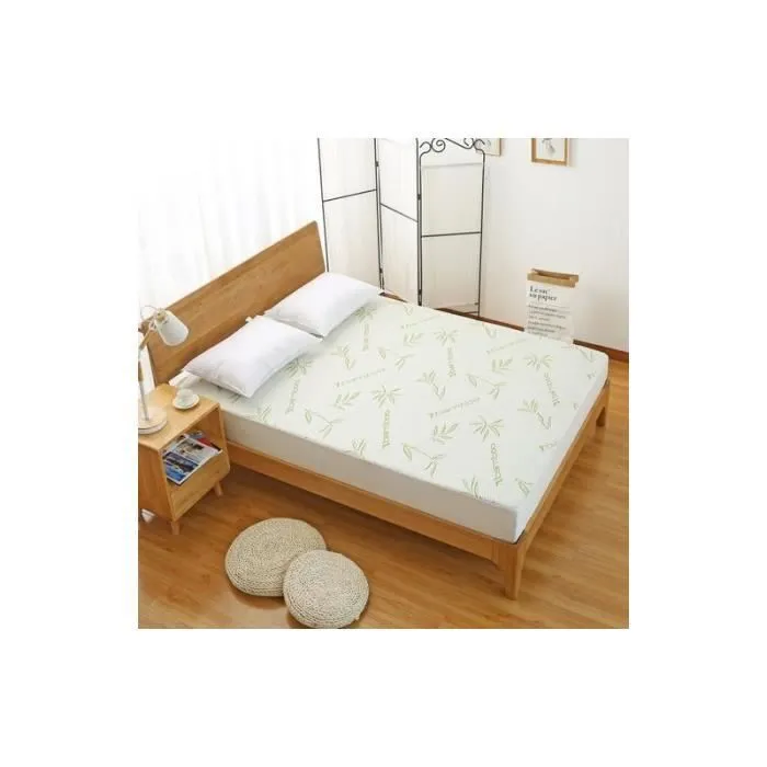 Protège matelas "Bambou" imperméable 180 x 200 cm "King size" bonnet 35 cm-1