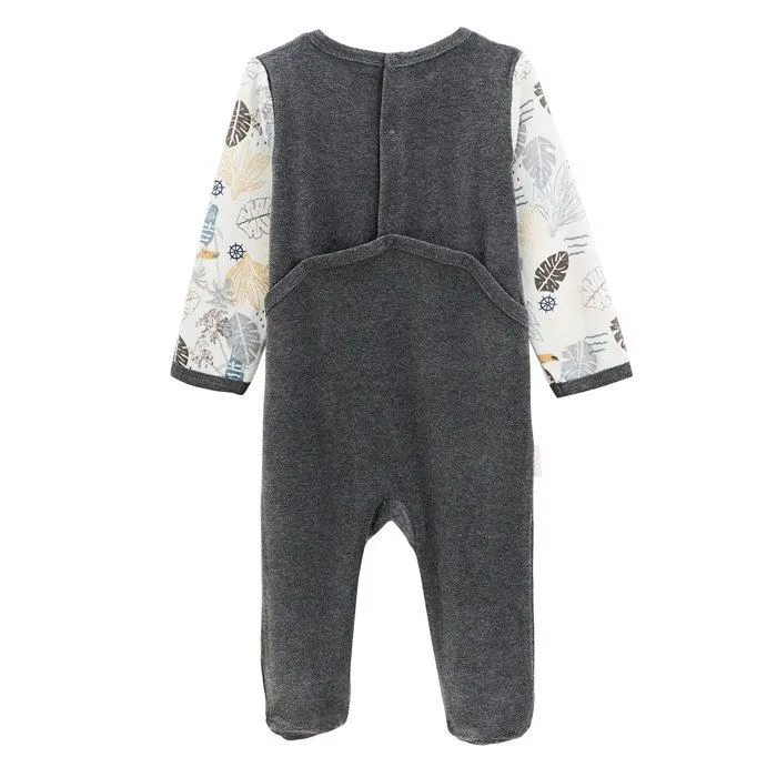 Pyjama bébé - Touctouc - Grenouillère - Velours - Gris - Antidérapants 12 mois-1