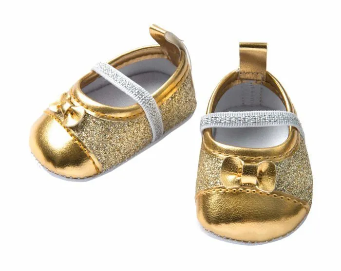 Vetement - accessoire poupee Heless - 7471 - Ballerines a Paillettes pour poupee Dore Taille 30-34 cm, 10128327-0