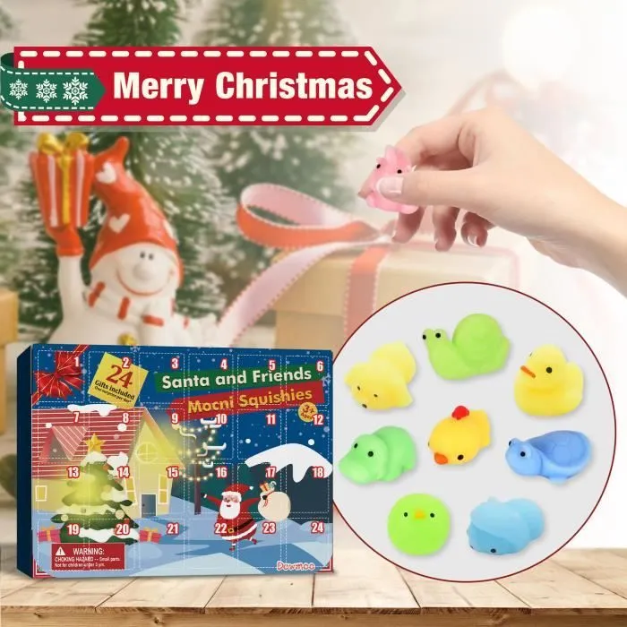 Calendrier de l'Avent 2022 Pour Enfant PIMPIMSKY,Mochi Squeeze Anti Stress Jouets Jouet Compte à Rebours Boîte Cadeau 24pcs-1