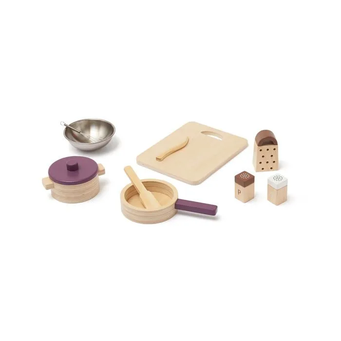 Ensemble Ustensiles De Cuisine En Bois Kid's Hub - Kids Concept - Ensemble de cuisine BRISTO - 8 pièces-1