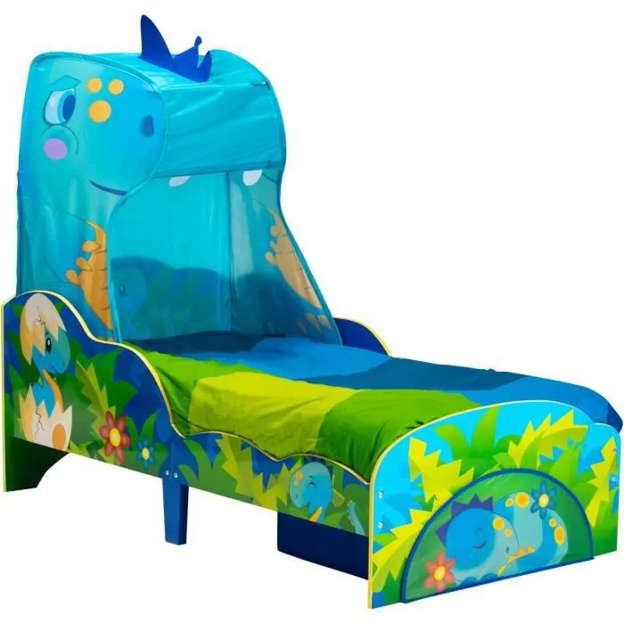 Lit dinosaure pour enfant - MOOSE TOYS - Avec ciel de lit et tiroir de rangement - Bleu - 142 x 77 x 138