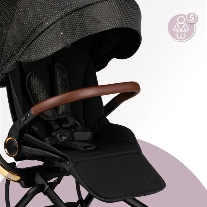 MoMi ADELLE - Poussette bébé Citadine Ultra 360 ° - Légère 7.5 kg - Jusqu'à 22 kg - Noir/Doré-3