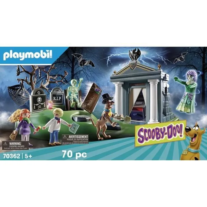 PLAYMOBIL - SCOOBY-DOO! Histoires au Cimetière - 3 personnages - cercueil magique - accessoires-2