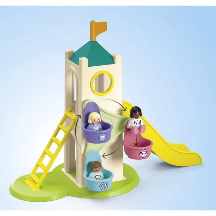 PLAYMOBIL Junior 71703 Aire de jeux avec toboggan géant Comprend cinq personnages, un toboggan et des accessoires - Dès 1 an-2
