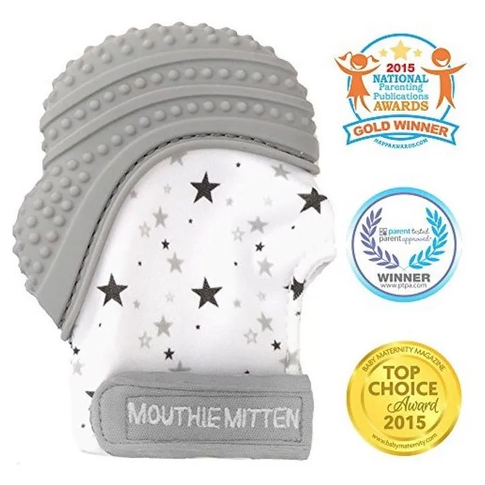 Moufle mitaine de dentition en silicone Peut être utilisé jusqu'à l'âge de 12 mois, Gris-1