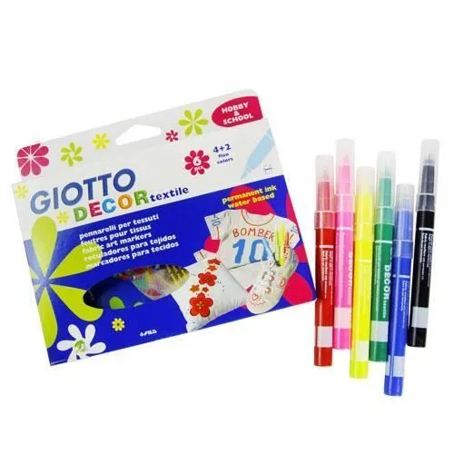 Feutres textiles - Giotto - Decor x6 - 6 couleurs - Pour enfants - Mixte-1