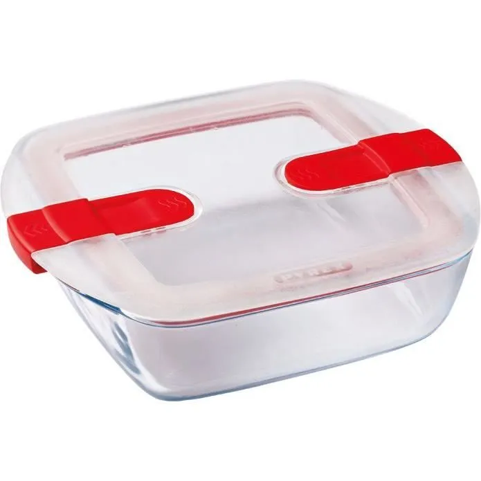 Boîte rectangulaire avec couvercle - PYREX - 1451021 - 20 x 17 cm - 1 L - Cook & Heat - Base en verre borosilicate-0
