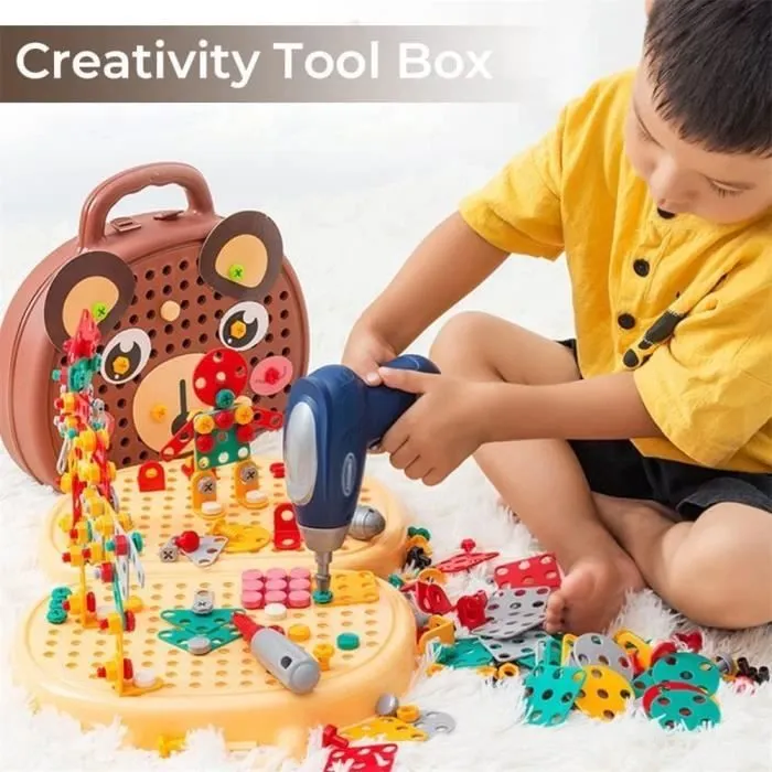 Magic Montessori Boîte à outils de jeu Montessori avec perceuse, boîte à outils Montessori avec perceuse-1