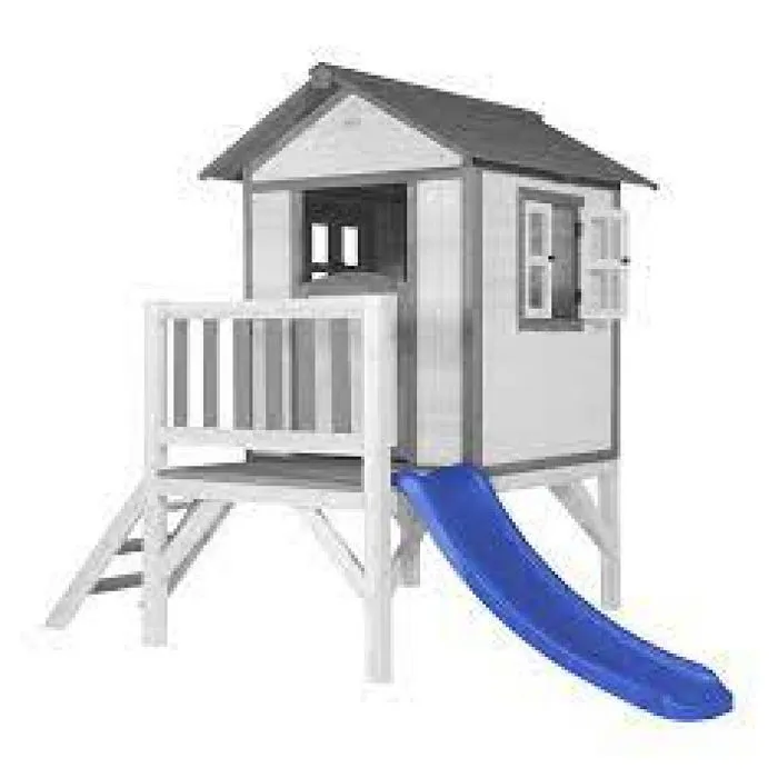 AXI Maison Enfant Beach Lodge XL en Blanc avec Toboggan en Bleu | Maison de Jeux en Bois FFC pour Les Enfants | Maisonnette-1