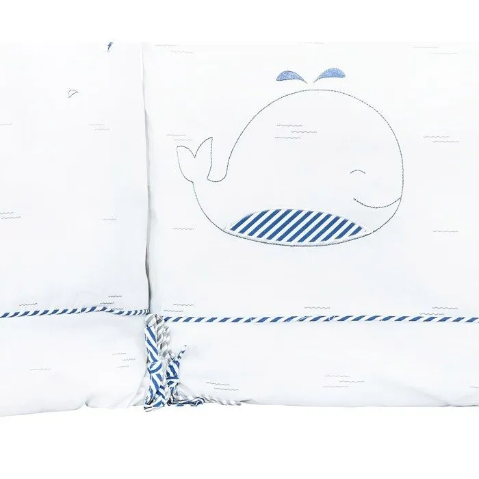 Tour de lit bébé Blue Baleine - SAUTHON - déhoussable - 3 coussins-1
