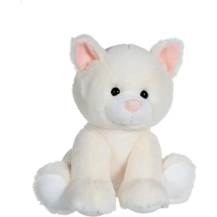 Peluche chat en peluche GIPSY Les amis floppy 30 cm - blanc et rose - dès la naissance-0