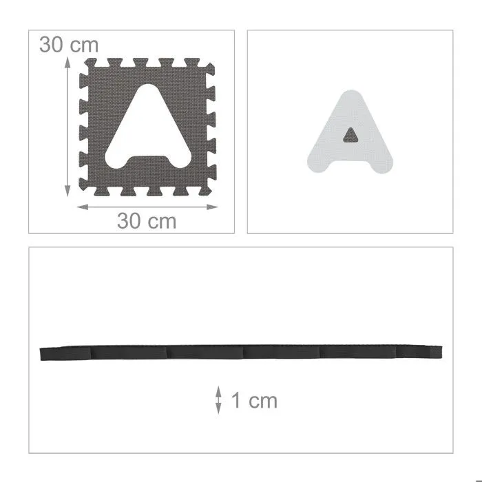 Relaxdays Tapis éducatif avec alphabet et chiffres, 60 parties, pour enfant, LxP : 172 x 172 cm,  mousse, blanc/gris-4