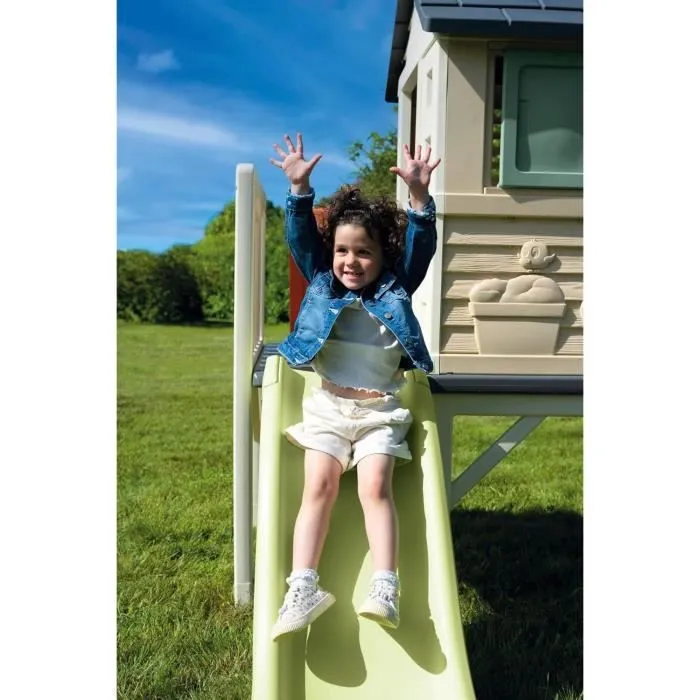 Smoby Life - Maison Pilotis avec toboggan - Nouveau colori - Plateforme 70cm - Anti-UV - Fabriqué en France-2