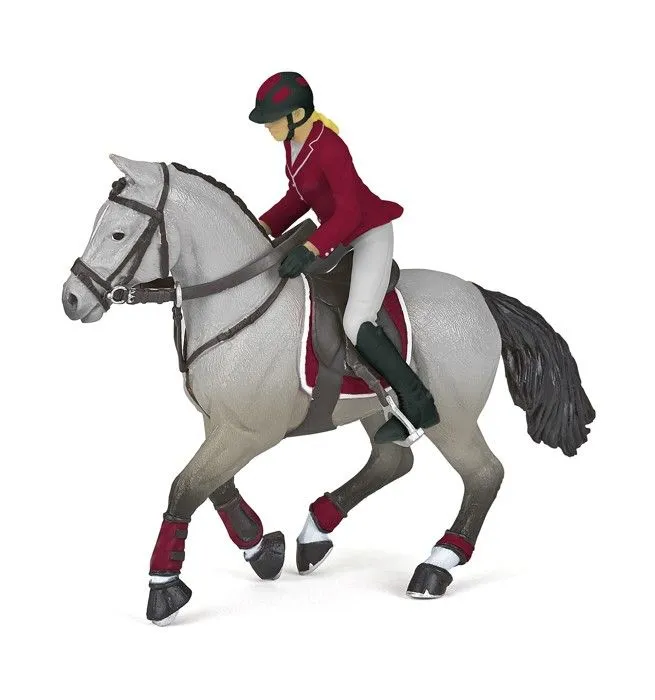 Figurine Cheval de concours et sa cavalière - Papo - Pour Enfants - Mixte - 51563-0