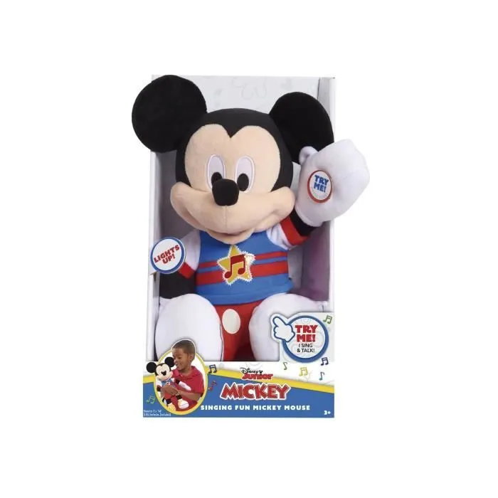 Mickey, Peluche musicale, avec fonctions sonores et lumineuses, 30 cm, Jouet pour enfants dès 3 ans, MCC13-4