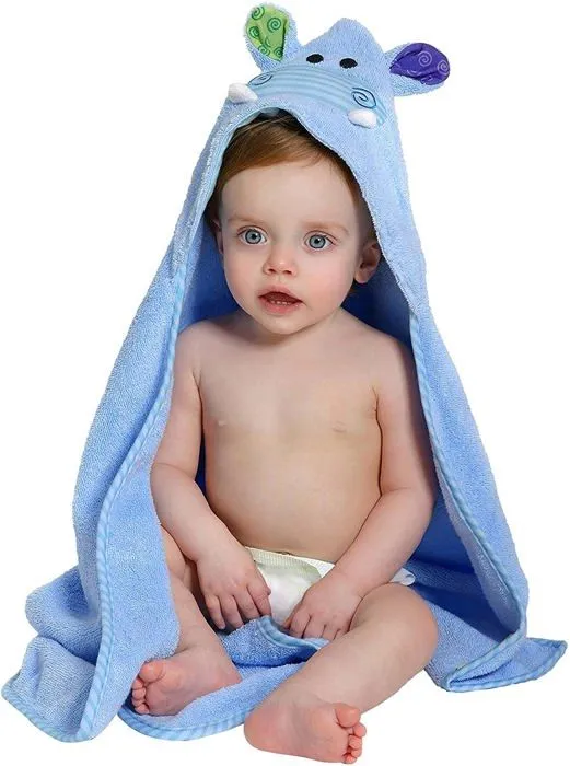 Sortie de bain - poncho de bain Zoocchini - 152 - Serviette de Bain Bebe Motif Henry L'Hippo-2