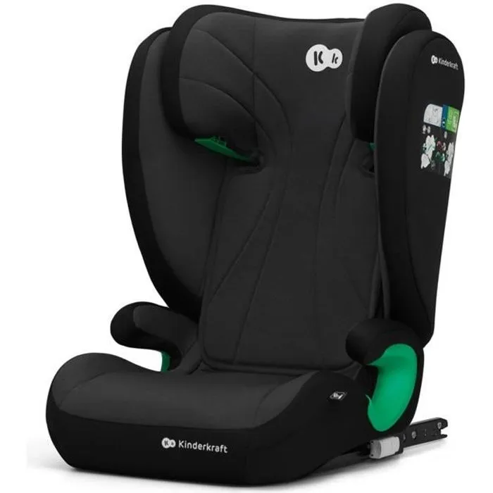 Siège auto I-size 100-150 cm - KINDERKRAFT JUNIOR FIX - Têtière ajustable - Isofix fixation - Housse amovible - Noir-0