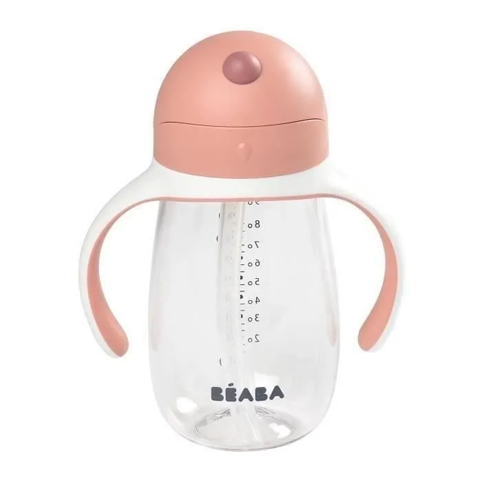 Tasse Paille Enfant 2 en 1 300 ml - BEABA - old pink - étanche et anti-fuite-4