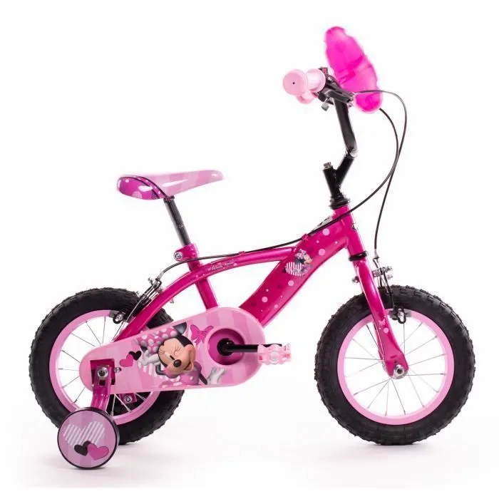 Vélo Enfant Disney - Minnie Mouse - Roues 12" - Age 3 à 5 ans - 2 Freins - Stabilisateurs - Rose - Produit HUFFY-1