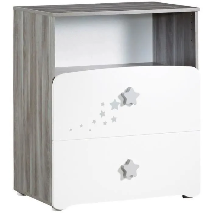 Chambre bébé duo Nao: lit 120x60, commode à langer - Babyprice - Blanc-4