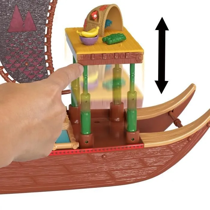 MATTEL Disney Vaiana 2 - La pirogue de Vaïana + 1 poupée Vaiana + HeiHei le poulet JBT78-3