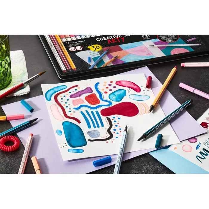 Feutres - STABILO ARTY - Coffret métal créatif - Pen 68 - Pen 68 Brush - Point 88-4