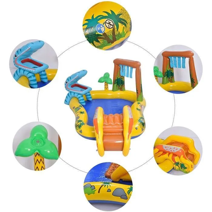 TOBOGGAN Centre De Jeux Aquatique Gonflable avec Toboggan Aire De Jeux Aquatique Toboggan Piscine Enfant Exterieur l'eau Gonflab347-3