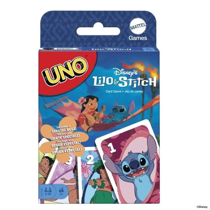 Mattel Games - Disney UNO Lilo et Stitch-Jeu de cartes pour les enfants et la famille JCC10-0