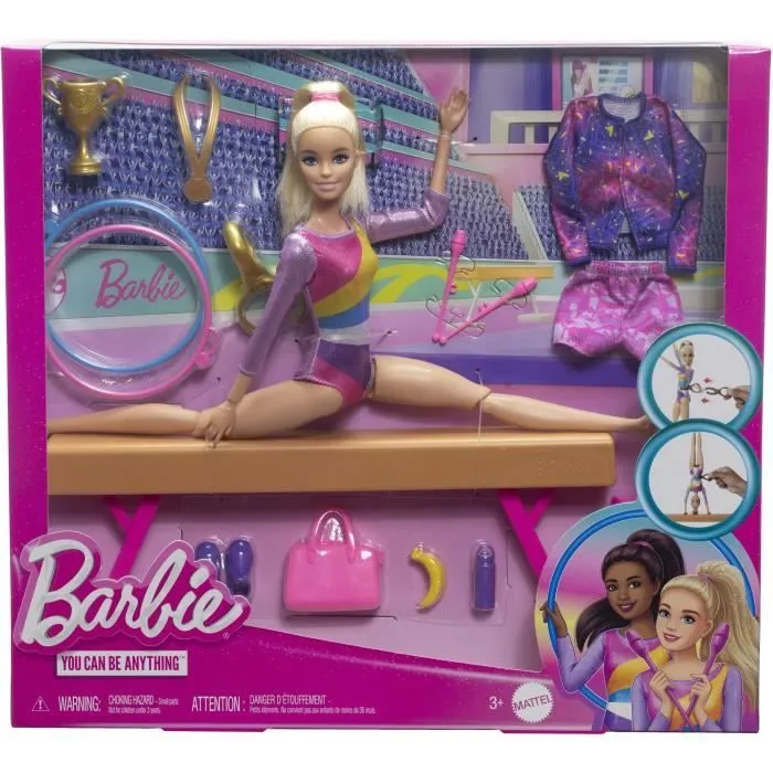 Barbie-Gymnastique-Coffret avec poupée et plus de 10 accessoires HRG52-6