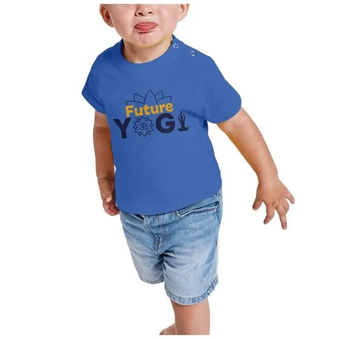 T-shirt Bébé Manche Courte Bleu Future Yogi Zen Yoga Maison-1