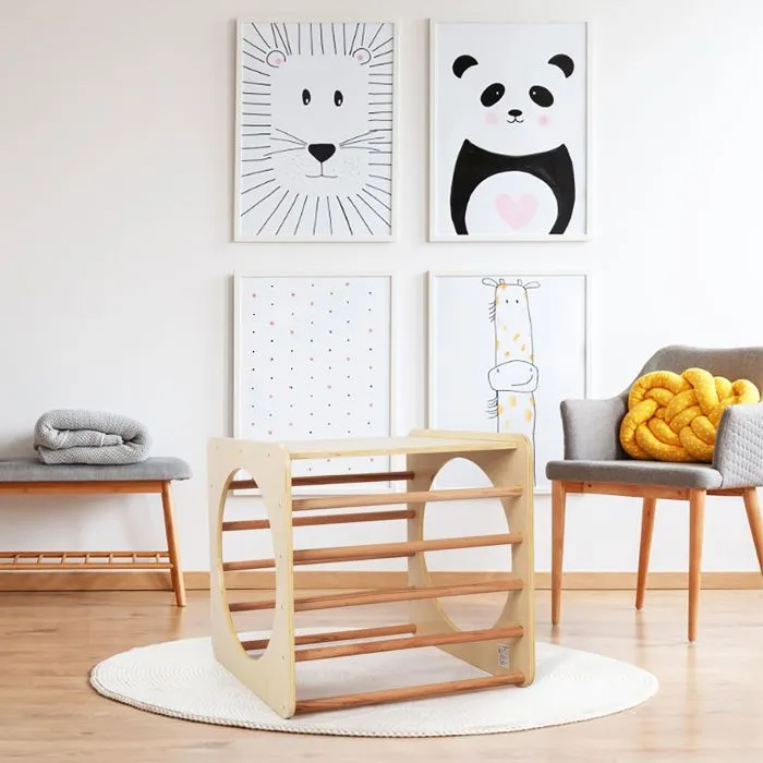 Cube d'escalade en bois - Jouet Montessori - Jouet à Bascule - Utilisation intérieure/extérieure - Max 80 KG-1