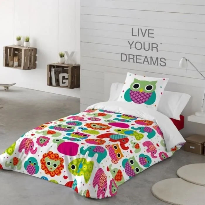 Housse de Couette - Icehome - Jungelen - 100% coton - Blanc - 140x200 cm-0